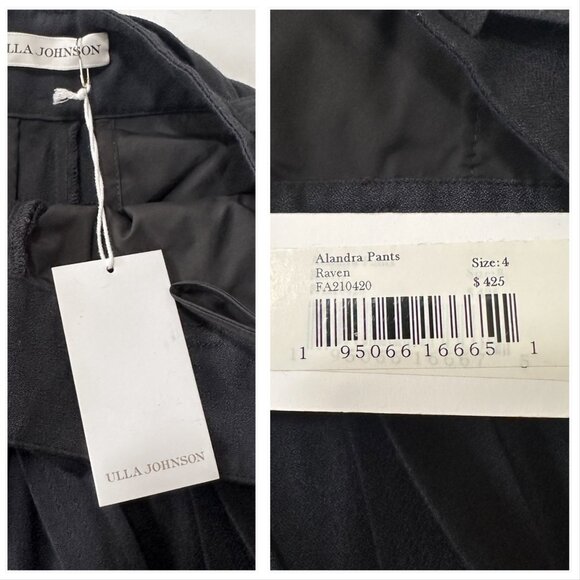 Ulla Johnson Alandra Wide Leg Pants Raven Black Size 4 NWT $425 - Picture 6 of 16